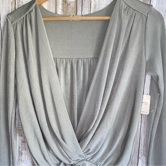 NWT Intimately Free People Turnt Oxide Silver Metallic Bodysuit XS - Picture 7 of 9